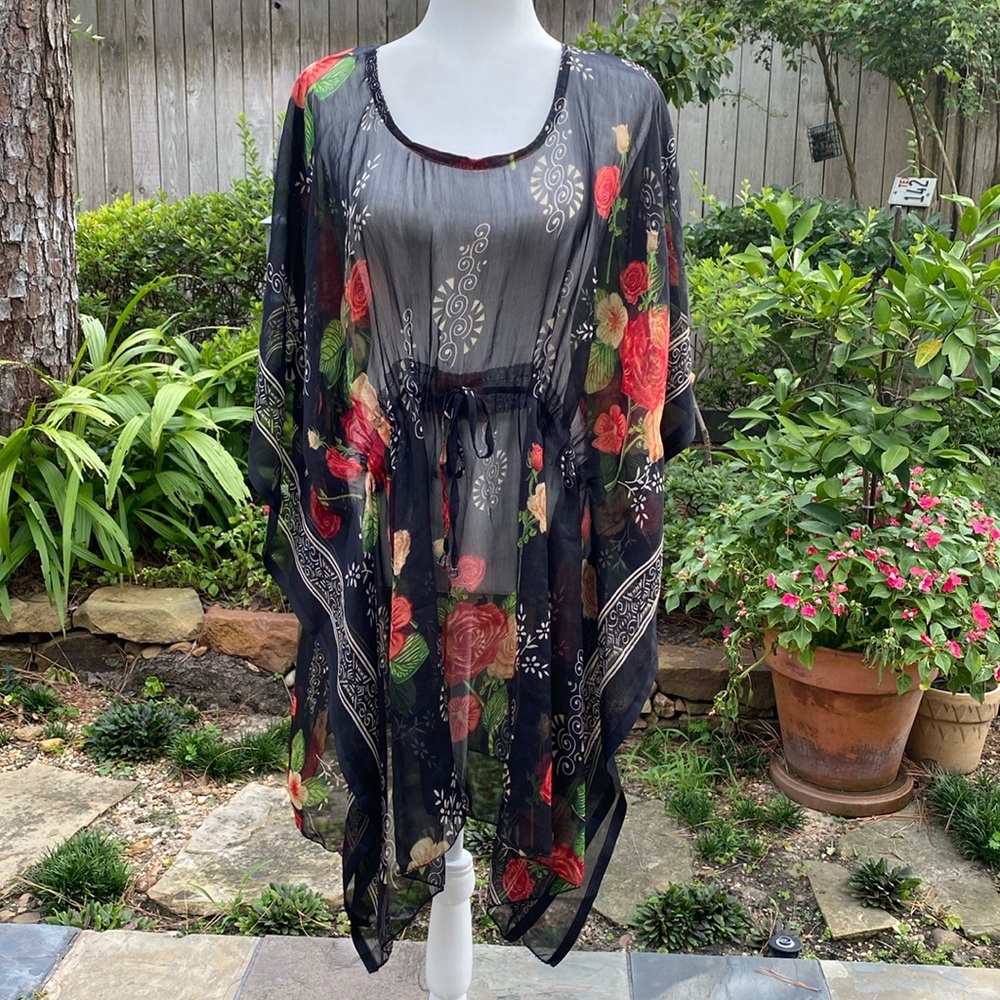 SUNFLOWER Black Floral Caftan